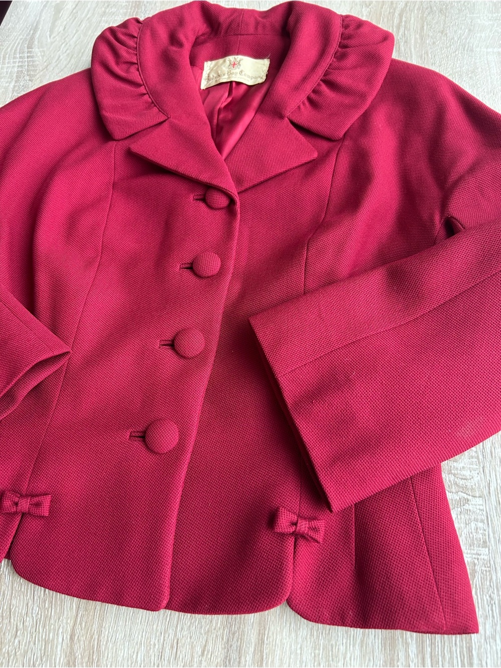 Vintage Hudson Bay Burgundy Fitted Blazer S M Bow